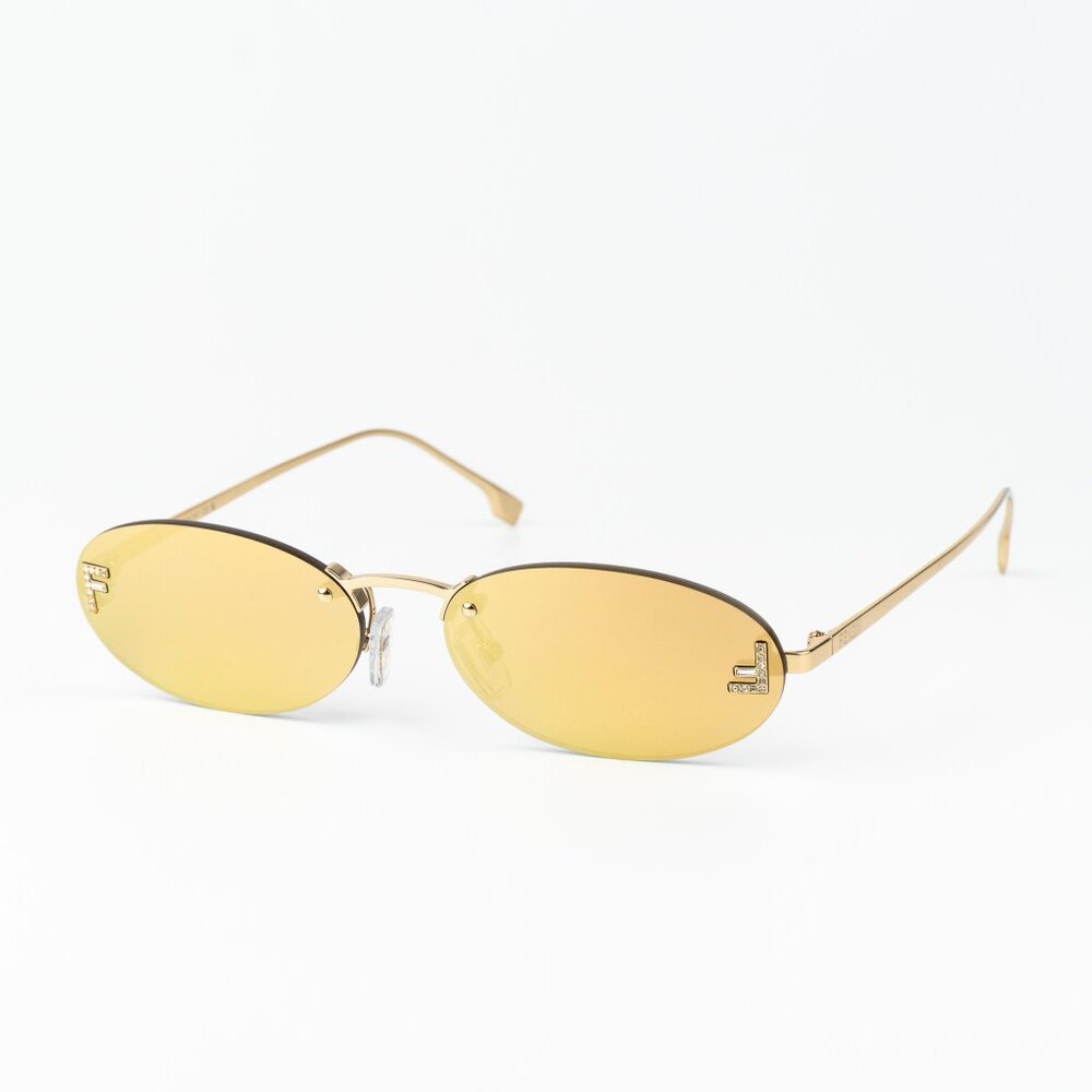Fendi FIRST CRYSTAL Women Sunglasses Yellow Gold Oval FE4075US 30L AUTHENTENTIC - Picture 3 of 14